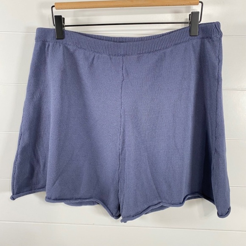 H&M Womens Knit High Waisted Shorts sz L Pigeon Blue NWT 2" Inseam Loungewear